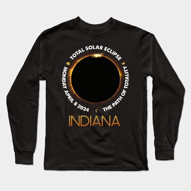 INDIANA Total Solar Eclipse 2024 American Totality April 8 Long Sleeve T-Shirt by Sky full of art